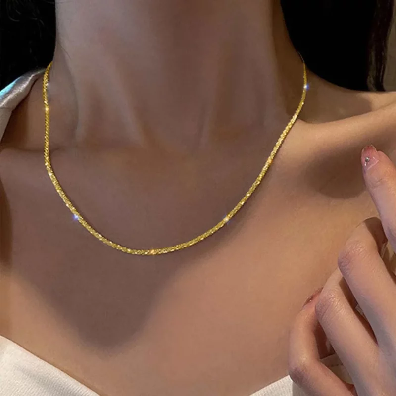 Silver Color Sparkling Necklace For Women Trendy Clavicle Chain Choker Girls Korean Wedding Party Jewelry Accessories - Image 13