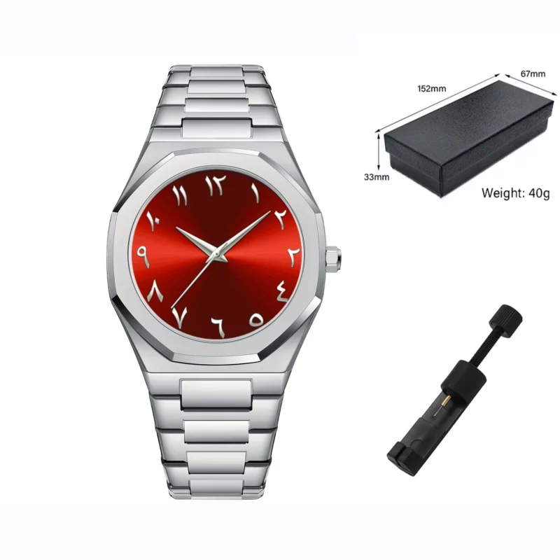 Modern minimalist personality creative all-black men's watch Arabic digital sports leisure alloy men's watch unique design watch - Image 8