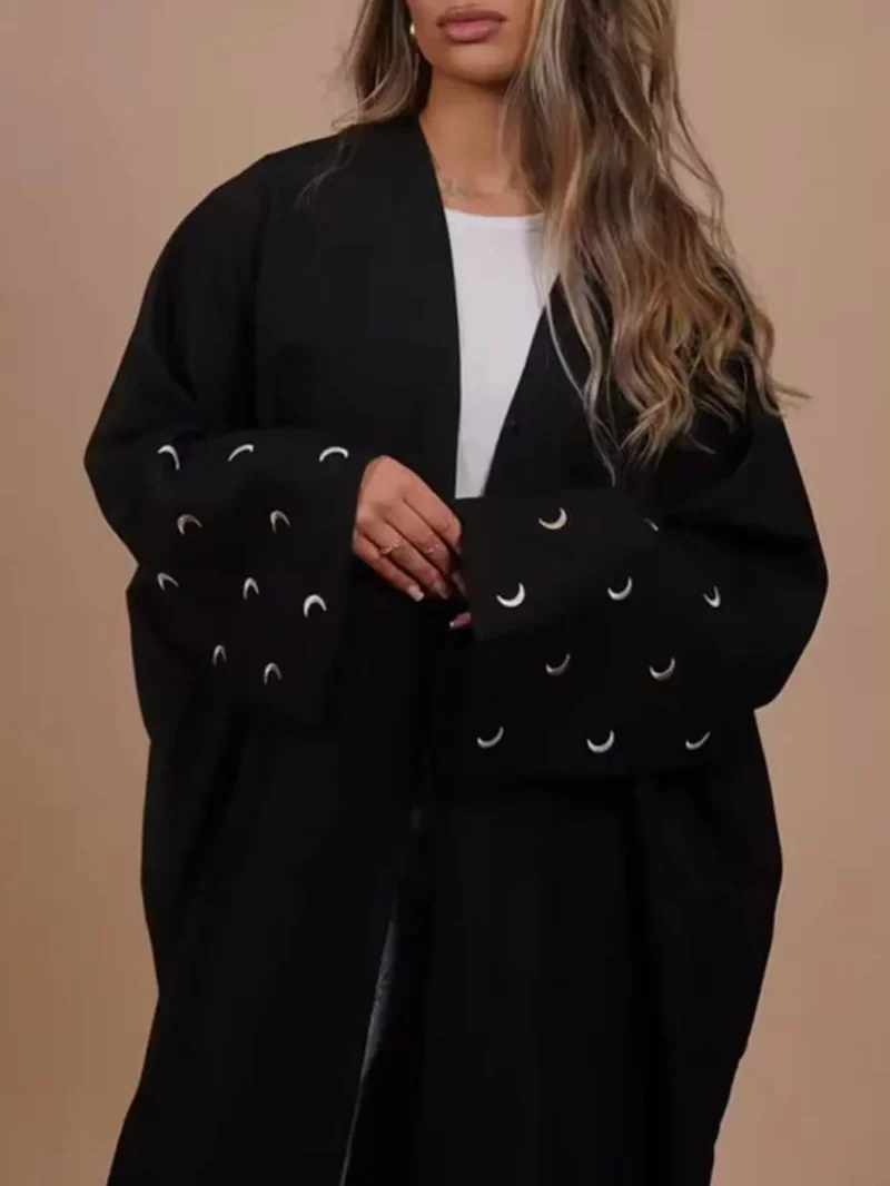 2025  Khimar Abaya Saudi Arabia Turkey Islam Embroidery Moon Muslim Cardigan Dress Prayer Clothes Dresses For Women - Image 10