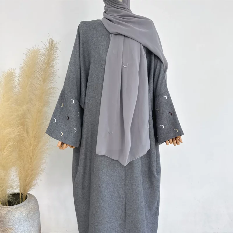 2025  Khimar Abaya Saudi Arabia Turkey Islam Embroidery Moon Muslim Cardigan Dress Prayer Clothes Dresses For Women - Image 4