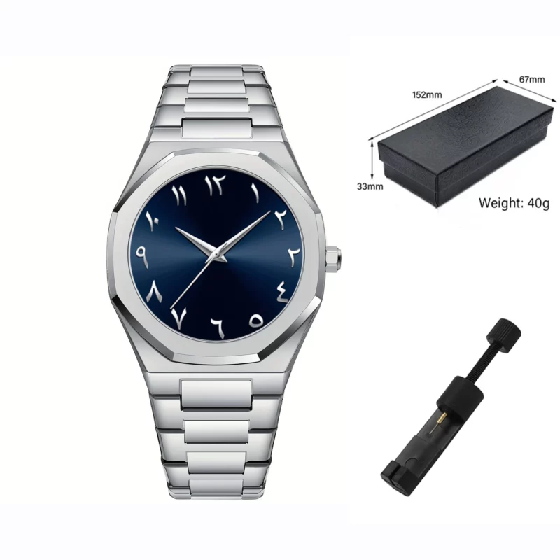 Modern minimalist personality creative all-black men's watch Arabic digital sports leisure alloy men's watch unique design watch - Image 7