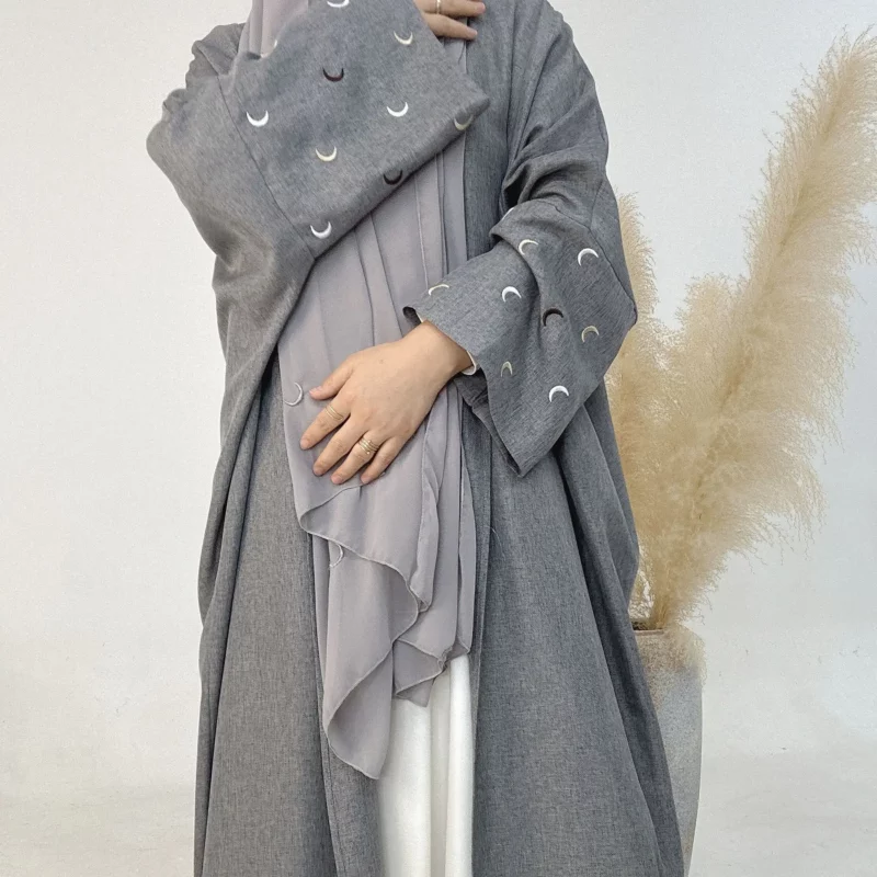 2025  Khimar Abaya Saudi Arabia Turkey Islam Embroidery Moon Muslim Cardigan Dress Prayer Clothes Dresses For Women - Image 2