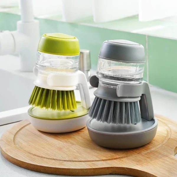 Soap Dispenser Palm Dish Brush Equipped with  Bracket Bowl Cleaning Tool with Drainage Base Kitchen Utensils for Cookware Brush