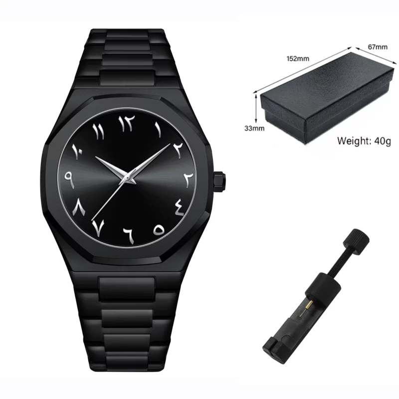Modern minimalist personality creative all-black men's watch Arabic digital sports leisure alloy men's watch unique design watch - Image 12