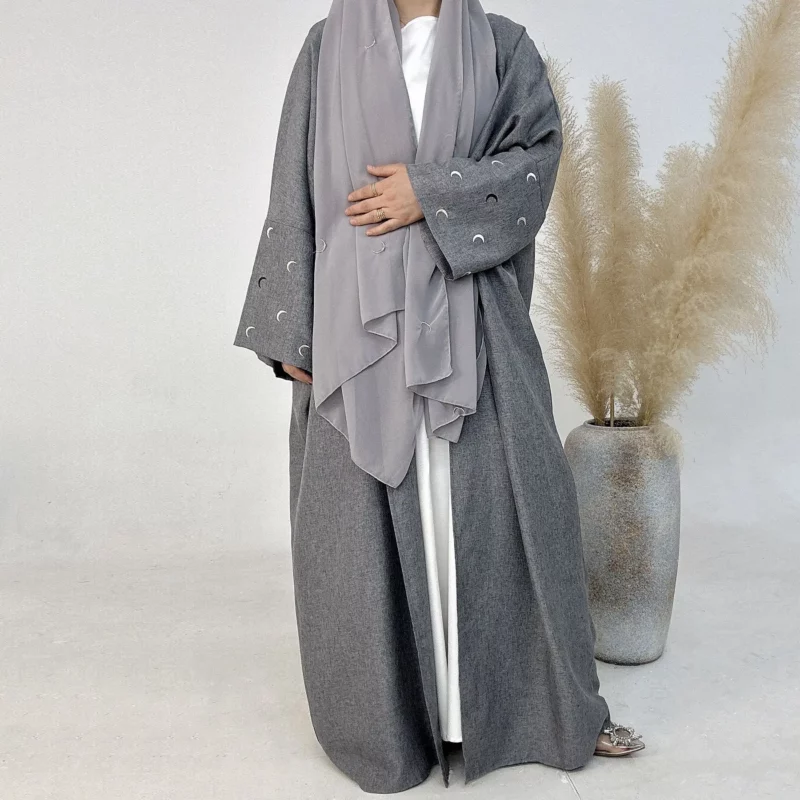 2025  Khimar Abaya Saudi Arabia Turkey Islam Embroidery Moon Muslim Cardigan Dress Prayer Clothes Dresses For Women - Image 3